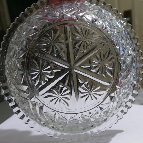 Vintage Anchor Hocking Stars and Bars Pressed Clear Glass Serving Bowl - Picture 5 of 8